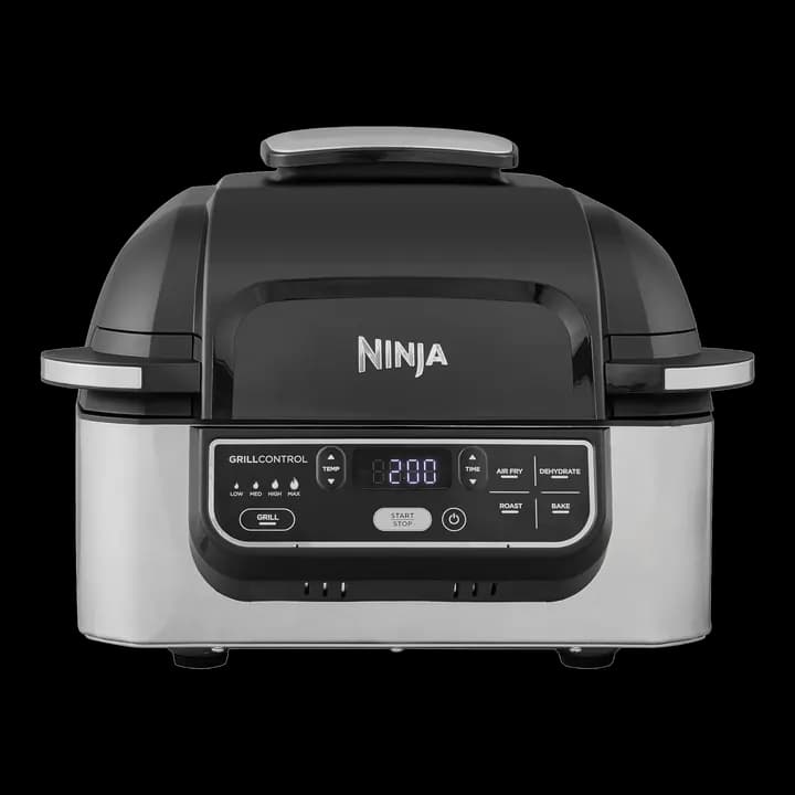 Ninja Foodi Grill & Airfryer, 5,7L Heißluftfritteuse, Air Fryer, spülmaschinenfeste Teile, 5-in-1, Schwarz/Silber AG301EU