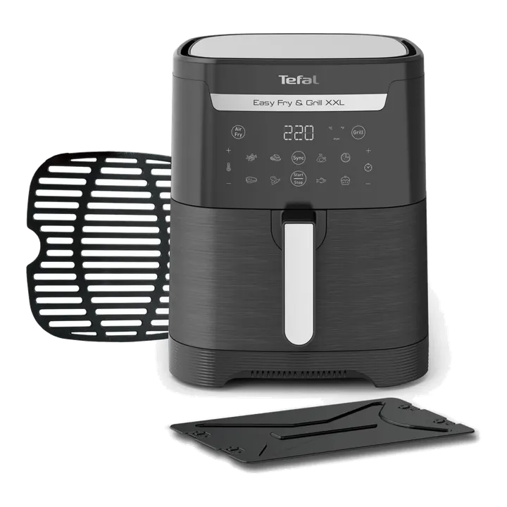 Tefal Easy Fry & Grill XXL Heißluftfritteuse 6,5 L – Airfryer mit Flexcook-Trennwand (XXL oder geteilt), 8 Programme, 80–220 °C, Druckguss-Grillplatte, fettarm frittieren, spülmaschinenfest EY8018