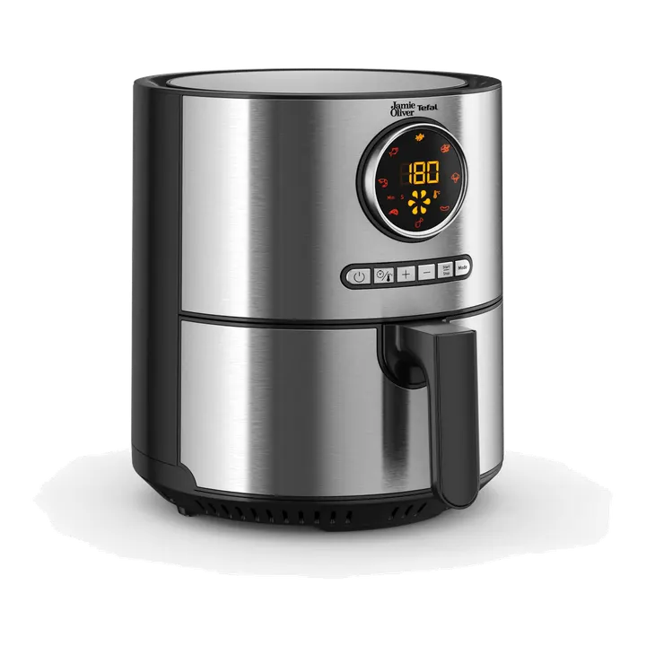 Jamie Oliver by Tefal Ultra Fry Heißluftfritteuse, 1630 W, XL-Kapazität (4,2 L), Temperatureinstellung von 80 °C bis 200 °C, Touchdisplay, 8 Auto-Programme, Edelstahl, EY11JD10