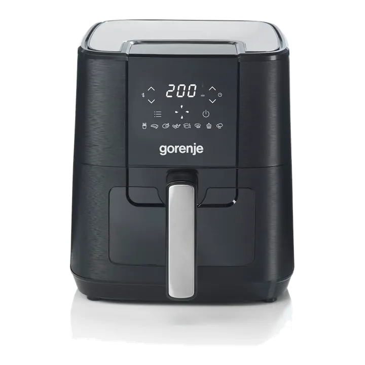 Gorenje AF1350DWB Heißluftfritteuse / 1.350 Watt/Korb 5,4 Liter mit Sichtfenst / 8 Automatik Programme/Antihaft-Beschichtung/LED Anzeige/B x H x T: 28 × 35,3 × 32,1 cm/Schwarz