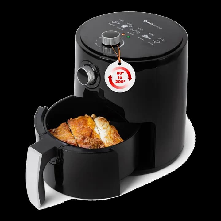 Z SwissHome PETIT - Heißluftfritteuse 2.5L 1200W - Temperatur 80-200°C - Timer 30 Min - Herausnehmbarer Korb - Fritteuse ohne Öl - Überhitzungsschutz - Anti-Rutsch-Griff