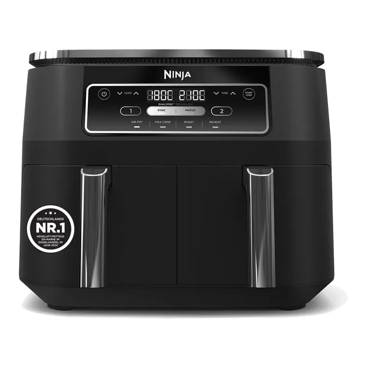 Ninja Foodi Dual Zone Airfryer Heißluftfritteuse, 4-in-1, Schwarz AF200EU