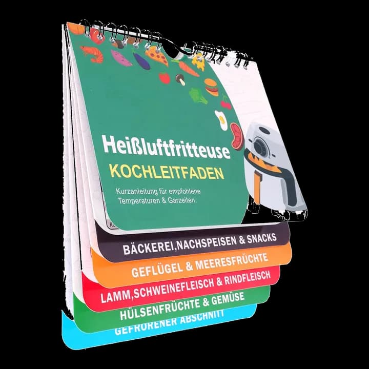 Airfryer Zubehör, 133 Rezepte kompakter Spickzettel für Temperatur, Dauer Menge, Deutsches Airfryer Kochbuch, Zubehör für Ninja Heißluftfritteuse,Air Fryer Rezeptbuch für Ninja COSORI PHLIPS Panasonic