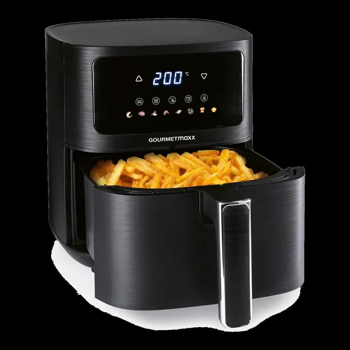 GOURMETmaxx AirGenius Heißluftfritteuse - 4,5 L Airfryer | Fritteuse mit 6 Funktionen, 8 Programmen | Minibackofen - Fettarme Speisen für max. 3 Personen | Heißluftfritteuse mit Farbdisplay, Touch