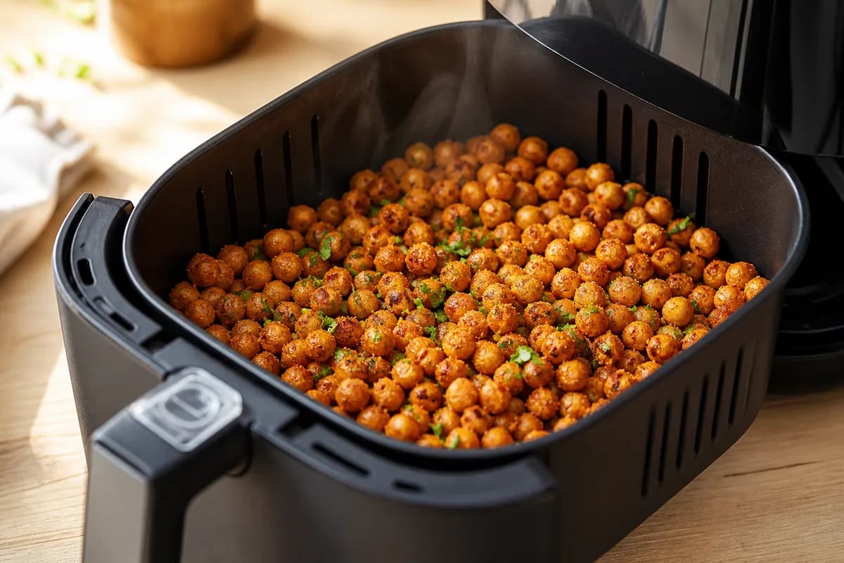 Gerösteter Kichererbsen-Crunch im Airfryer-Korb