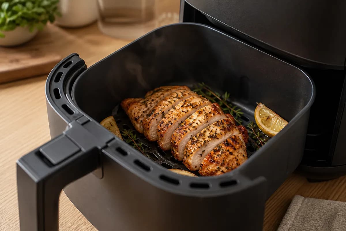 Saftige Hähnchenbrust im Airfryer-Korb